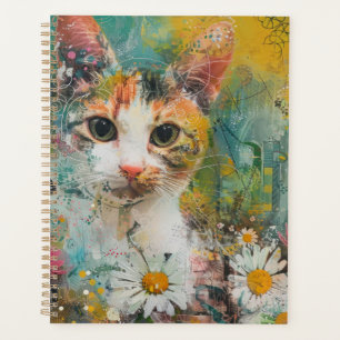 Agenda Gatos de acuarela Boho - Arte felino de tierra (3)