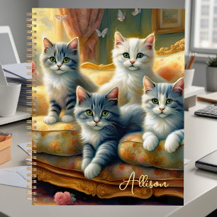 Agenda Gatos en el sofá - escenas lindas con aspecto vint