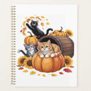 Agenda Gatos Otoño Calabazas De Acción De Gracias Girasol