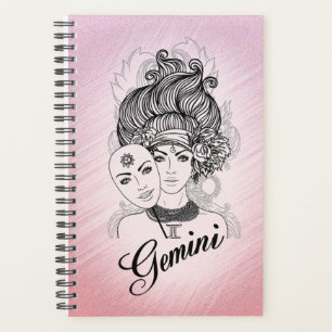 Agenda Gemini Masked Pink Lady Zodiac Blank dentro