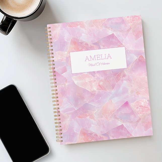 Agenda Gemstone rosa moderno Nombre personalizado simple  (Modern Pink Gemstone Simple Custom Name Undated Planner)