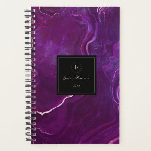 Agenda Geode monograma Agato abstracto negro morado oscur