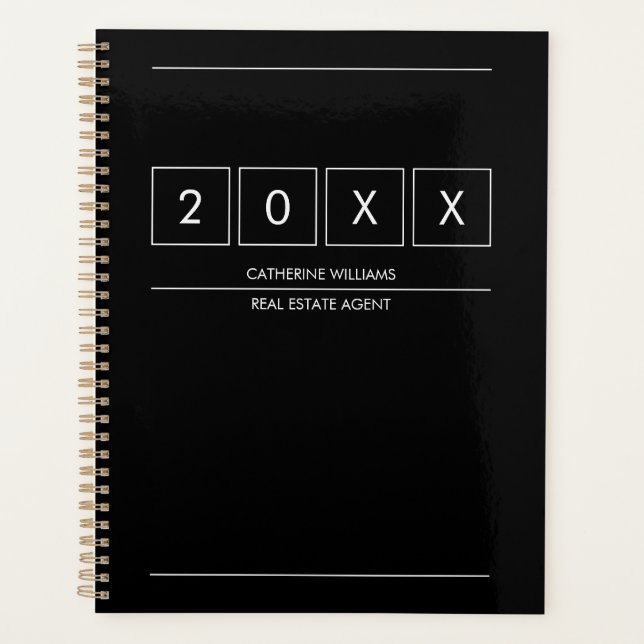 Agenda Geometric Black White Profession Name  2026 (Anverso)
