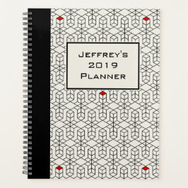 Agenda Geométrica en blanco y negro de personalizable