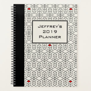 Agenda Geométrica en blanco y negro de personalizable