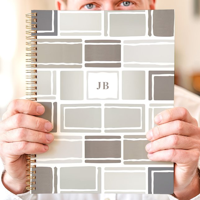 Agenda Geométrico Gris Moderno Monogramado (Subido por el creador)