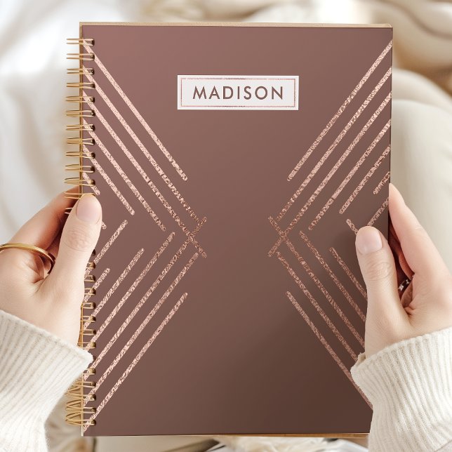 Agenda Geométrico moderno de Mauve de Oro Rosa Persoanliz (Subido por el creador)