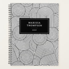 Agenda Geométrico Moderno de Siglo XX Negro Blanco