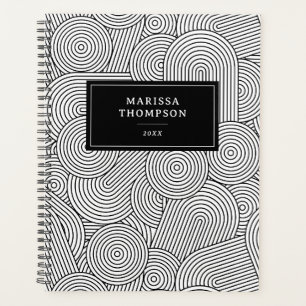 Agenda Geométrico Moderno de Siglo XX Negro Blanco