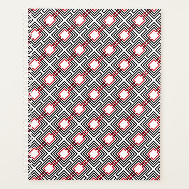 Agenda Geométrico negro rojo y blanco (Anverso)