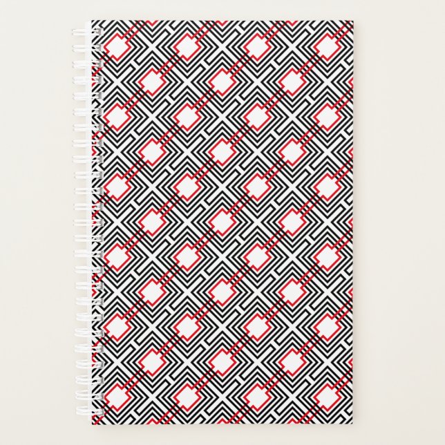 Agenda Geométrico negro rojo y blanco (Anverso)