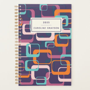 Agenda Geométrico Retro Mod Atómico Purple Personalizado