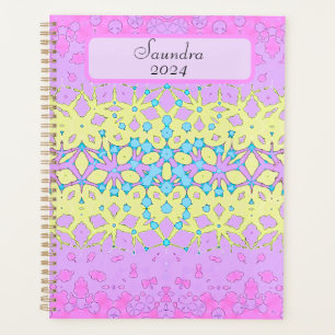 Agenda Geométrico rosa, lila, amarillo y azul cielo