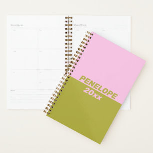 Agenda Geométrico verde rosa precoz retro personalizado