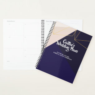 Agenda Geometro azul marino y oro rosaPlanificador de bod