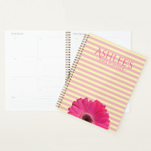Agenda Gerber rosa Daisy Striped Personalizado