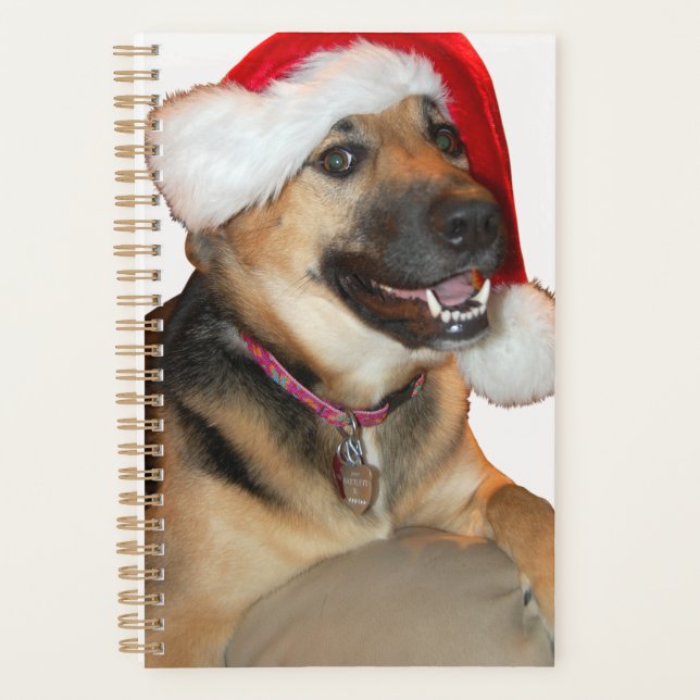 Agenda Germans Shepherd vistiendo un gorra de Santa Claus (Anverso)