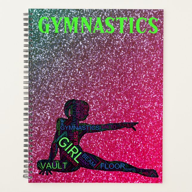 Agenda Gimnasia Watermelon Sparkle Neon Word Art (Anverso)