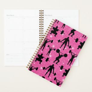 Agenda Gimnasio de Fitness Deporte Purpurina Rosa