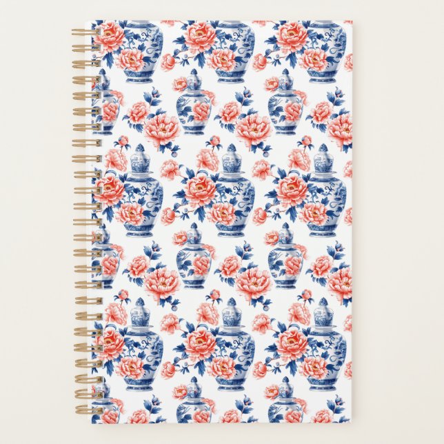 Agenda Ginger Jar Pink Peonies de la Chinoiserie, el gran (Anverso)