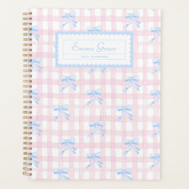 Agenda Gingham de Grandmillennial con Bows Planner