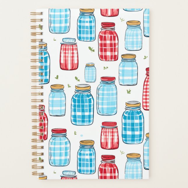 Agenda Gingham Mason Jar Pattern – Country Kitchen Charm (Anverso)