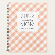 Gingham Peach y White Super Homeschoa Mom