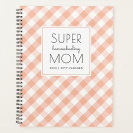Agenda Gingham Peach y White Super Homeschoa Mom