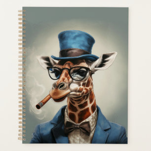 Agenda Girafa en el sombrero superior y chaqueta