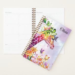 Agenda Girafa y mariposas coloridas