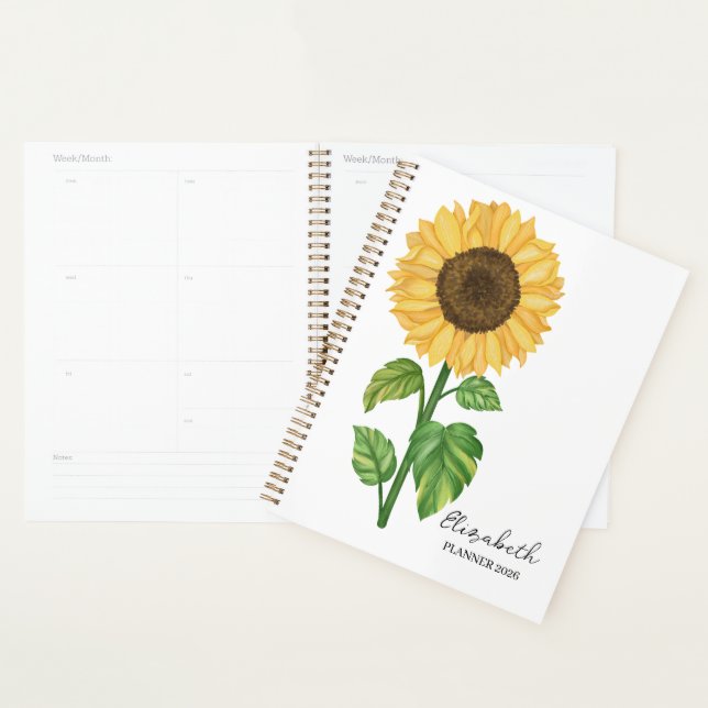 Agenda Girasol acuarela  (Demostración)