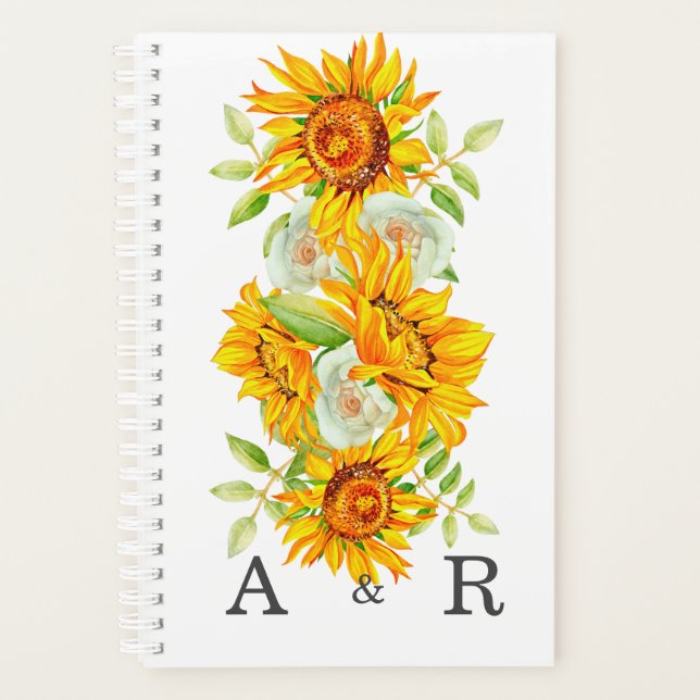 Agenda Girasol amarillo con monograma personalizado (Anverso)