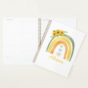 Agenda Girasol arcoiris bohemio personalizado