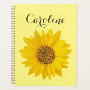 Agenda Girasol con nombre personalizado amarillo claro