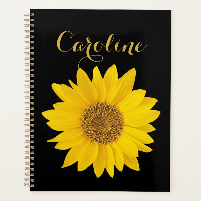 Agenda Girasol con nombre personalizado en negro (Anverso)
