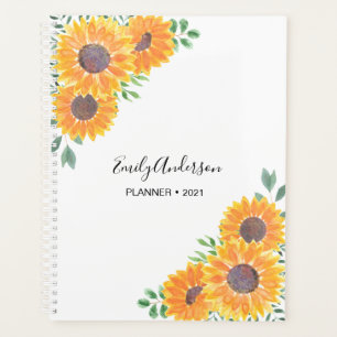 Agenda Girasol dorado amarillo personalizado 2021