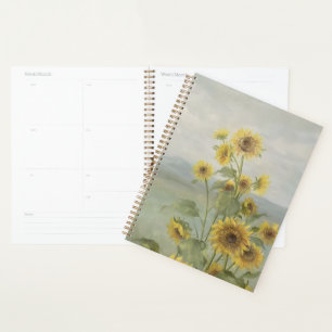 Agenda Girasol moderno Imagen en acuarela y personalizabl