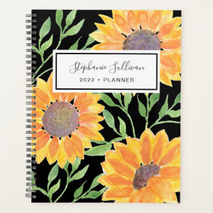 Agenda Girasol negro amarillo personalizado 2022