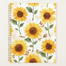 Agenda Girasoles Amarillos Acuarela Floral Caprichoso