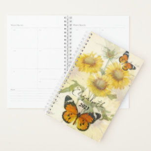 Agenda Girasoles y mariposas personalizados, año