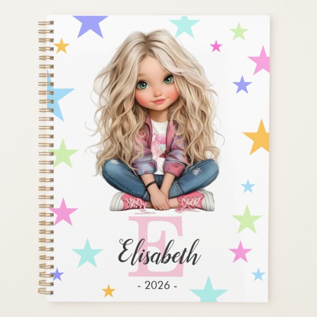 Agenda Girl Monogram Any Initial & Name (Anverso)