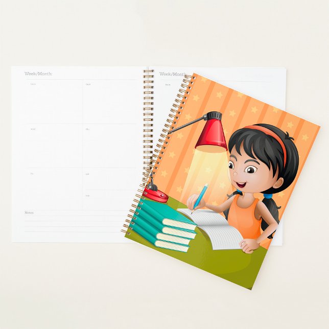 Agenda Girl Studying at Desk Doing Homework (Subido por el creador)