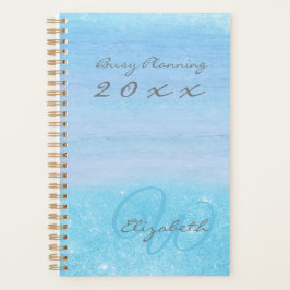 Agenda Girly Aqua Blue Ombre con Monograma