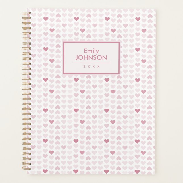 Agenda Girly Blush Pink Heart Pattern  (Anverso)