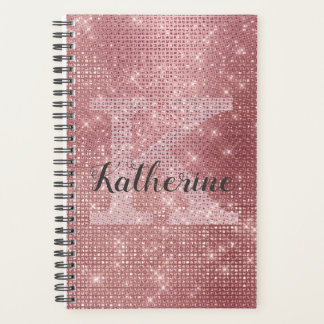 Agenda Girly Dusty Rosa Gold Rosa Diamante Monograma