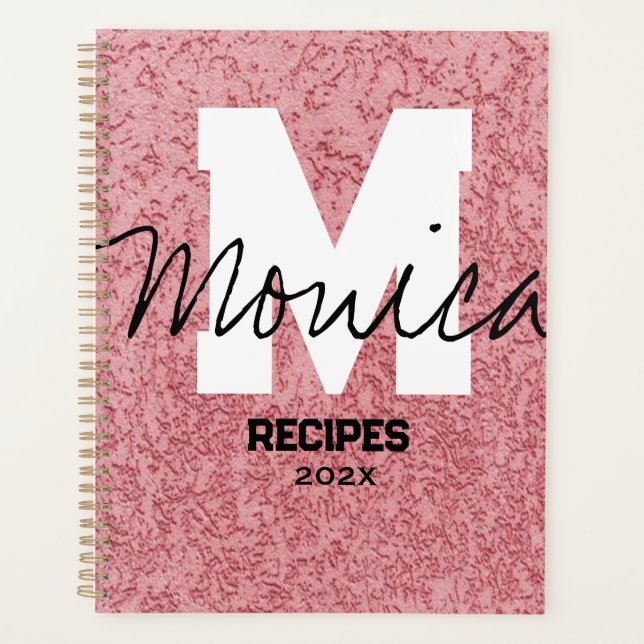 Agenda Girly Monogram Calligraphy rough rose Pink Binder (Anverso)