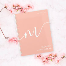 Girly Monograma caligrafía Coral Rubor Pink