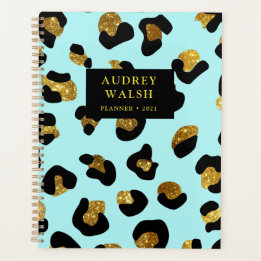 Agenda Girly Purpurinoso Gold Aqua Leopard print Luxury