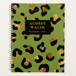 Agenda Girly Purpurinoso Gold Green Leopard Print Luxury