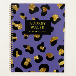 Agenda Girly Purpurinoso Gold Purple Leopard Print Luxury
